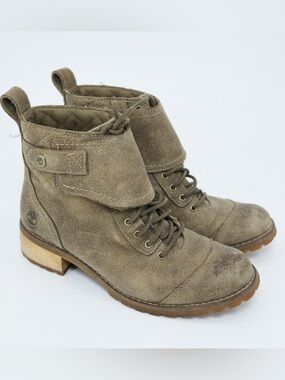 Timberland Earthkeepers Fold Down Ankle Boots Distressed Leather Size 8 Gorpcore